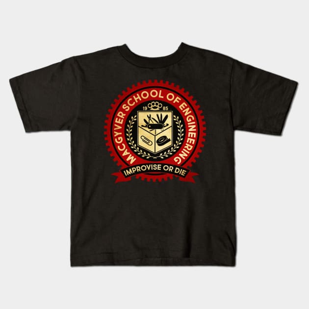 MacGyver School Of engineering Vintage Kids T-Shirt by Kerambawesi